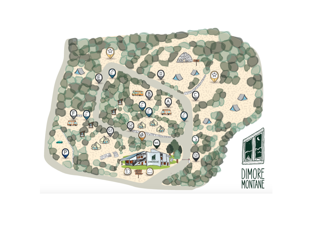 Disegno della mappa del campeggio